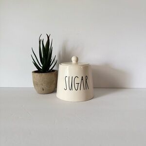 Rae Dunn Sugar Bowl Canister with Lid White Ivory Artisan Collection Magenta 185